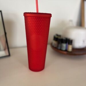 Matte red Starbucks tumbler